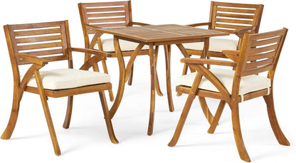 Hermosa 5-Piece Wood Dining Set with Cushions, Perfect for Modern Dining Rooms