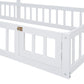 Wooden Twin Size Children's Bed with Detachable Headboard and Integrated Clothes Drying Rack, White