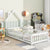 Twin House-Shaped Headboard Floor Bed with Fence White