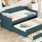 Twin Size Upholstered Daybed with Trundle and Three Drawers,Green