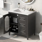 Bathroom Vanity with Sink, Bathroom Vanity Cabinet with Two Drawers and Door, Adjustable Shelf, Solid Wood and MDF, Black