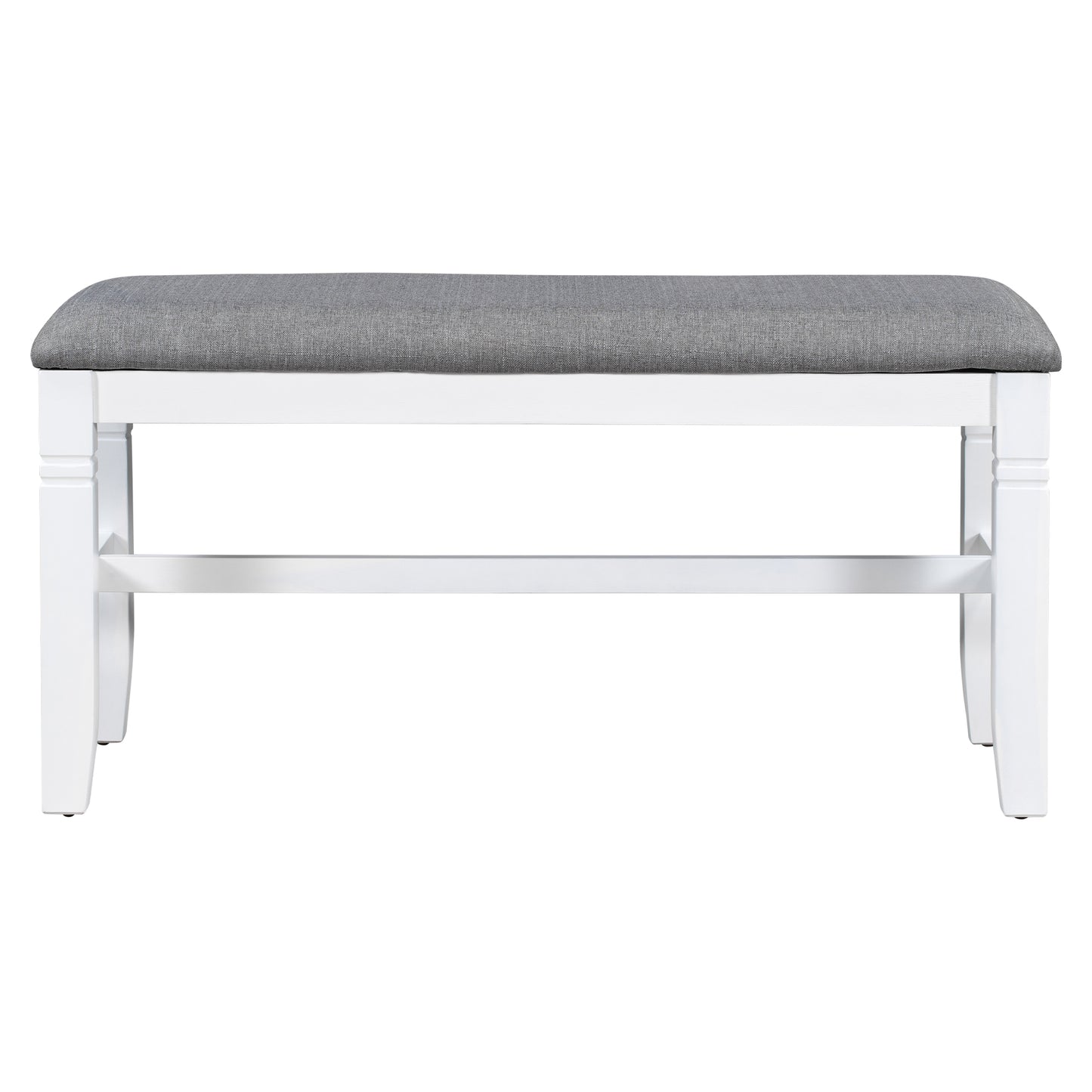 Juego de mesa de comedor de madera TOPMAX de 6 piezas con banco tapizado y 4 sillas, estilo rústico en gris y blanco