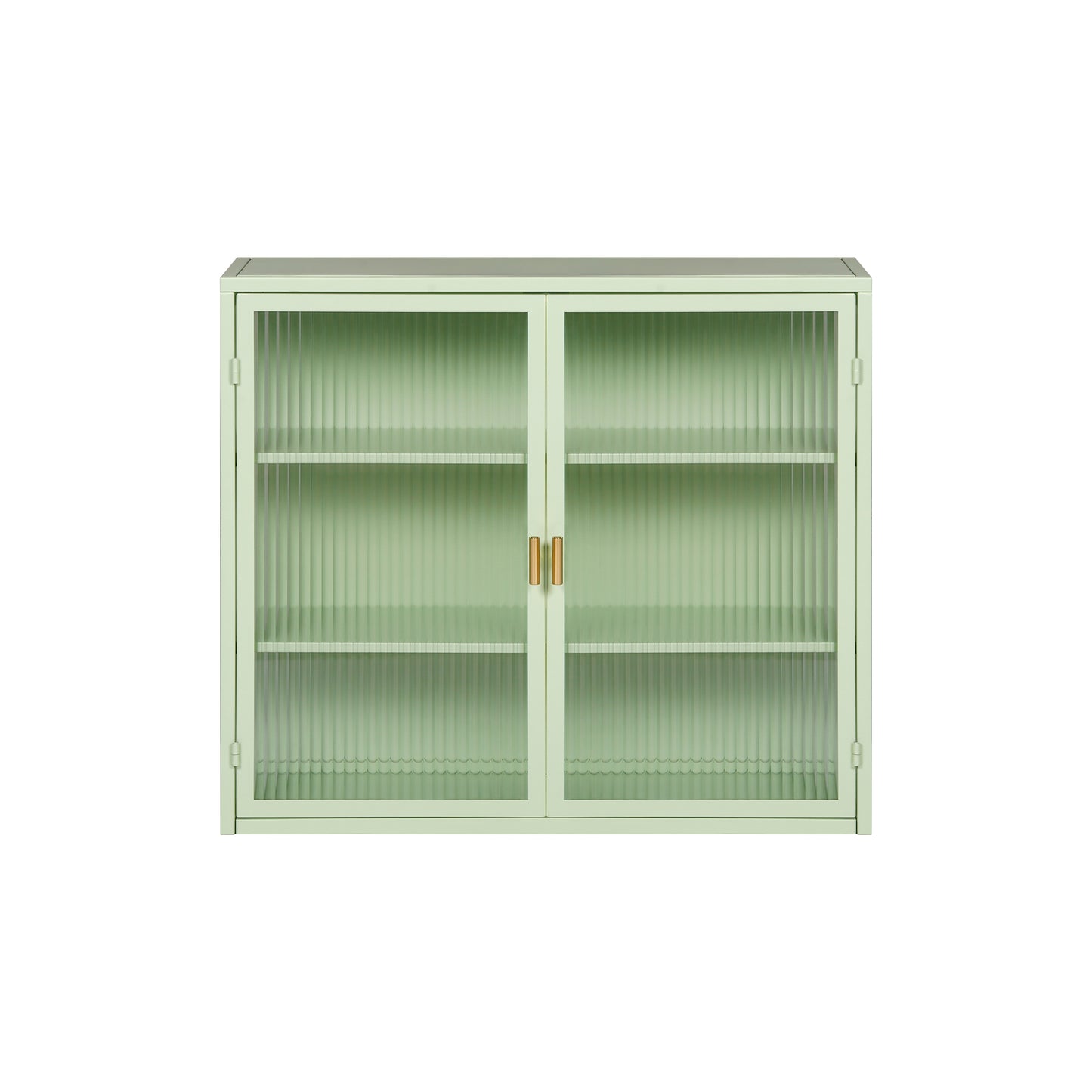 Glass Doors Modern Two-door Wall Cabinet with Featuring Three-tier Storage Mint Green