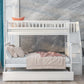 Twin over Full Bunk Bed with Trundle and Staircase White