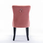 High-end Tufted Solid Wood Contemporary Velvet Upholstered Dining Chair with Wood Legs Nailhead Trim 2-Pcs Set Pink