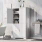 Tall and Wide Storage Cabinet with Doors, Three Drawers for Bathrooms and Offices, White Finish