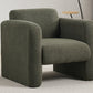 Modern Chair with Sheepskin Sherpa Fabric, Soft Cushion Armchair in Seaweed Green for Living Rooms