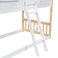 Twin over Twin House Bunk Bed with Roof , Window, Window Box, Door , with Safety Guardrails and Ladder, Natural/White