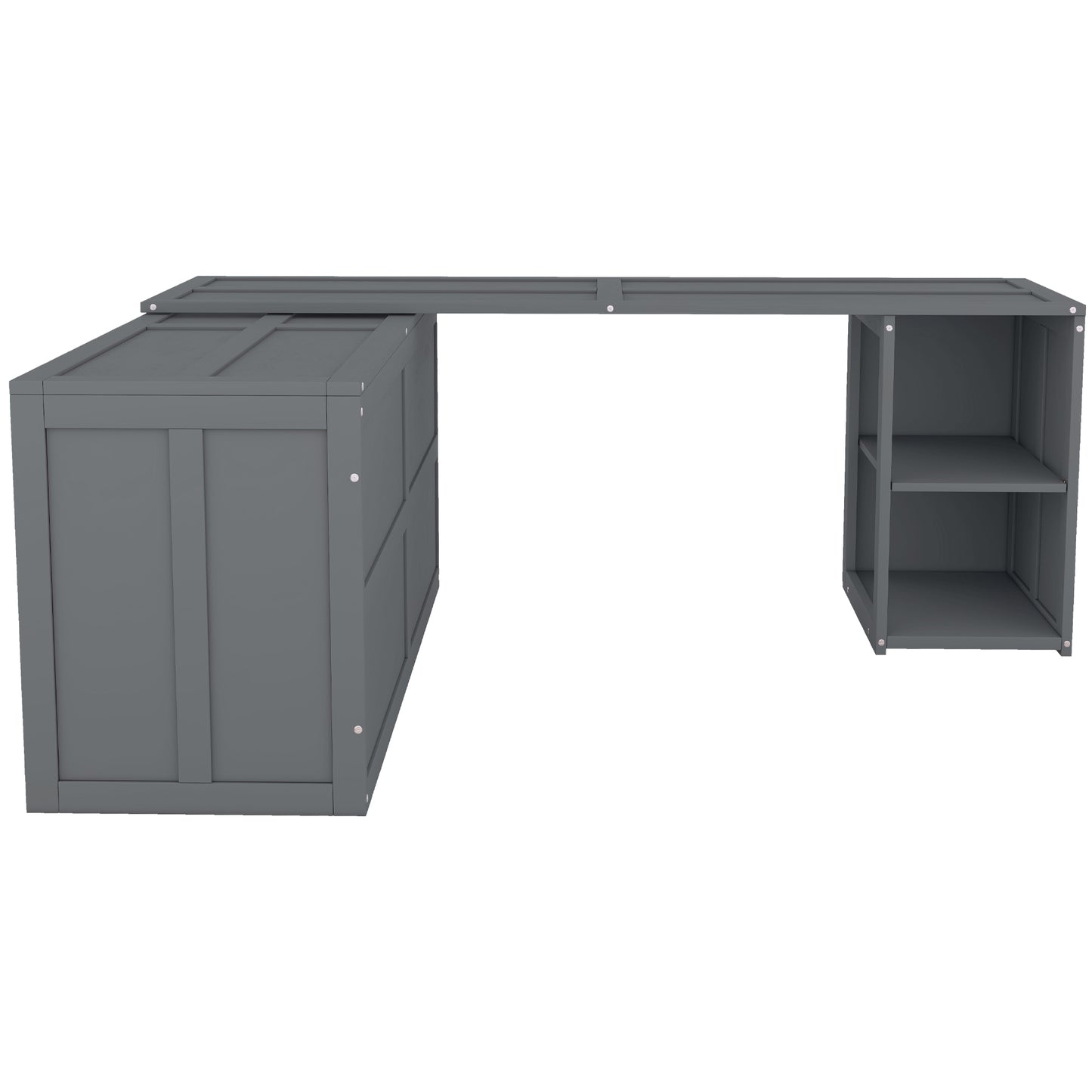 Queen Size Murphy Bed with Rotable Desk  Gray