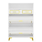 U-Can Shoe Cabinet with 2 Flip Drawers, 2 Slide Drawers, and 1 Shelf, Modern White Finish