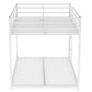 Full over Full Metal Bunk Bed, Low Bunk Bed with Ladder White