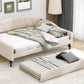 Full Size Upholstered Tufted Daybed with Twin Size Trundle, Beige