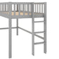 Twin Size Low Loft Bed with Ladder and Slide  Gray