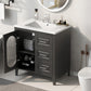 Bathroom Vanity with Sink, Bathroom Vanity Cabinet with Two Drawers and Door, Adjustable Shelf, Solid Wood and MDF, Black