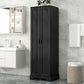 Storage Cabinet with Two Doors for Bathroom, Office, Adjustable Shelf, MDF Board, Black