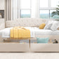 Full Size Upholstered Tufted Daybed with Two Drawers, Beige