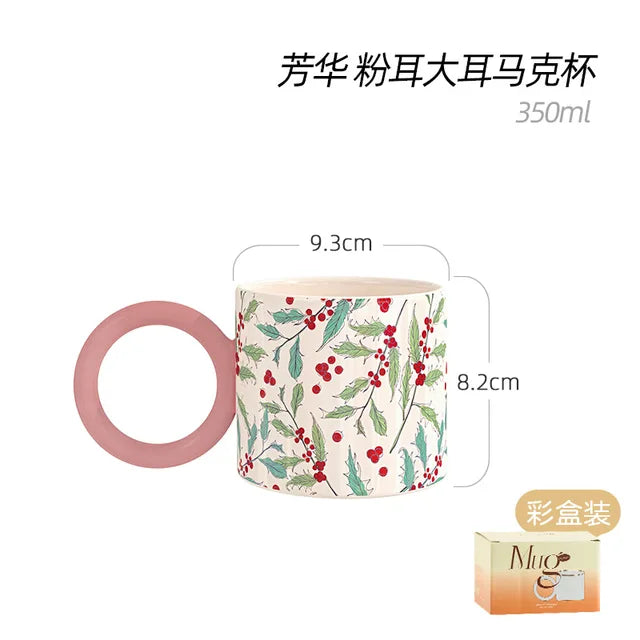 British Style Ceramic Mug Cute Coffee Cups Personality Gift Household Color Painting  Kawaii Girls Breakfast Oat Milk Mugs