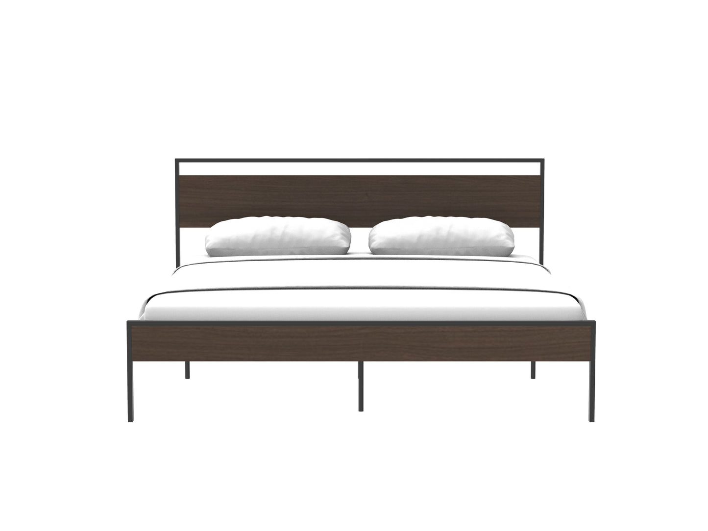 Ceres Metal Bed Black with Walnut wood Headboard&Footboard King