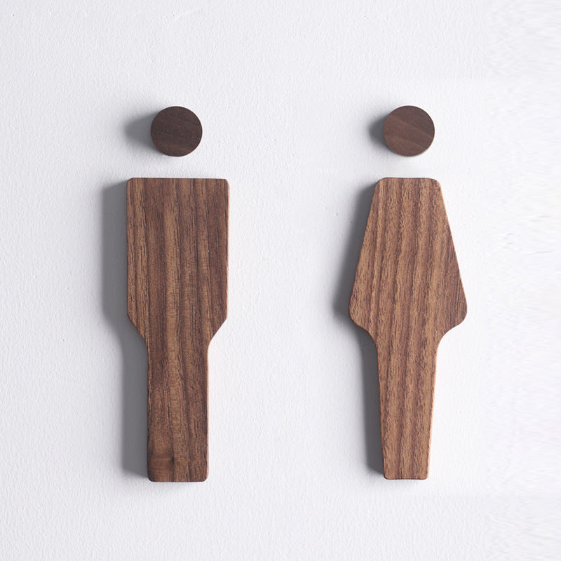 Solid Wood Men's And Women's Toilet Signs Bathroom Signs Wooden Toilet Signs WC House Sign Stickers