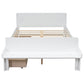 Full Bed with Footboard Bench 2 drawers White