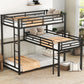 L-shaped Metal Triple Twin Size Bunk Bed, Black