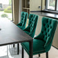 High-end Tufted Solid Wood Contemporary Velvet Upholstered Dining Chair with Wood Legs Nailhead Trim 2-Pcs Set Green