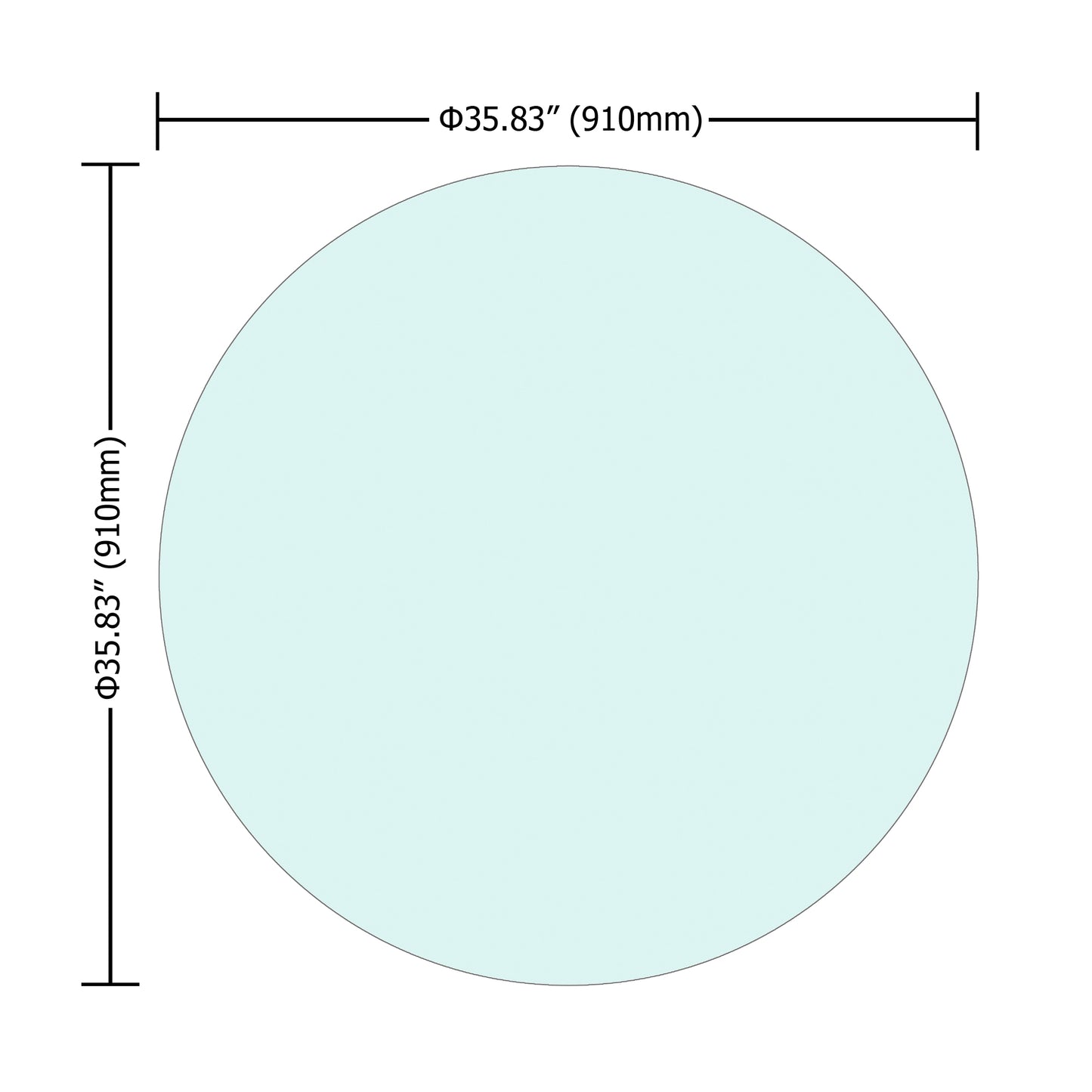 Tablero de mesa redondo de vidrio templado de 36", 1/4" de espesor con borde pulido plano, perfecto para salas de estar modernas