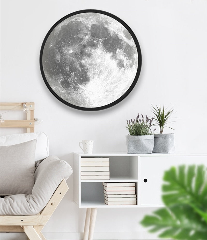 LED Mirror Moon Lamp Mercury Lamps Romantic Makeup Wood Frame Hanging Mirror Girl Gift Bedroom Decor