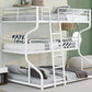 Full XL over Twin XL over Queen Size Triple Bunk Bed with Long and Short Ladder White