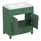 30" Uncovered Bathroom Vanity with Soft-Closed Door, Solid Wood Frame Storage Cabinet, Green Finish