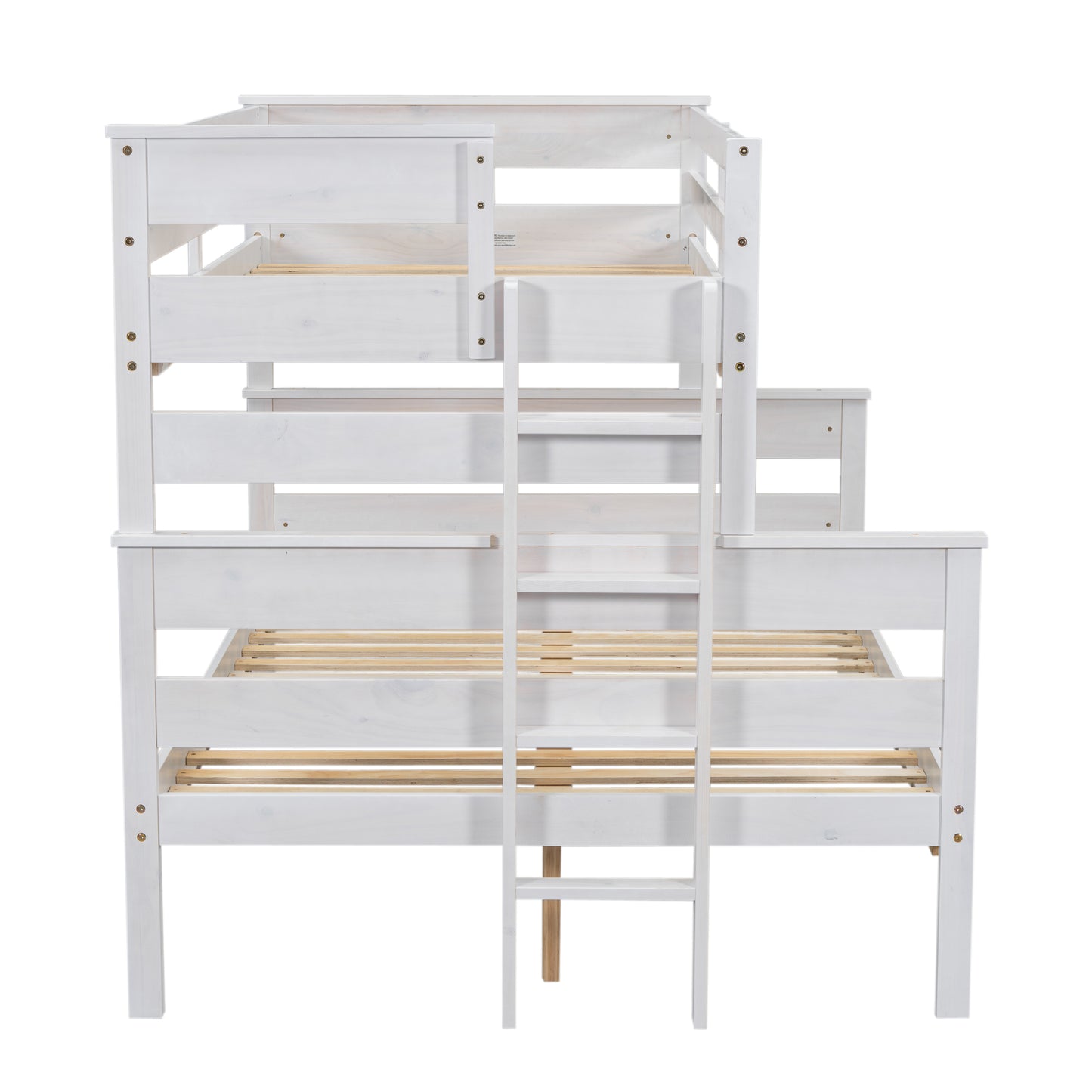 Wood Twin over Full Bunk Bed with Ladder White