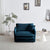 Comfy Deep Single Seat Sofa Upholstered Reading Armchair Living Room Chair Blue Chenille Fabric , 1 Toss Pillow