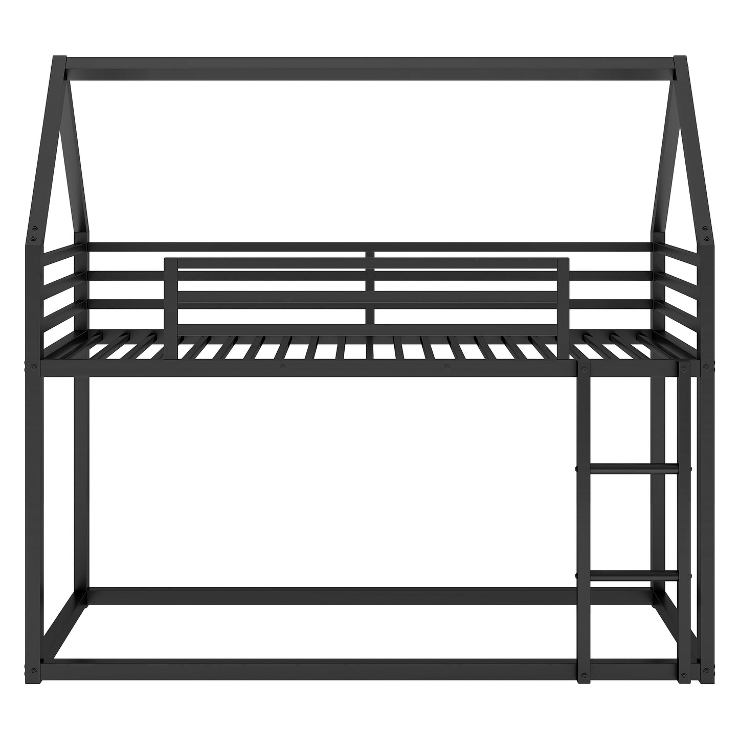 Twin over Twin House Bunk Bed with Built-in Ladder,Black