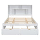 Queen Size Platform Bed with Storage Headboard and 2 Drawers, White