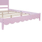 Queen Size Wood Platform Bed Frame, Retro Style Bed with Rectangular Headboard,No Need Box Spring,Pink