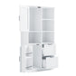 Bathroom storage cabinet with doors and drawers, multiple storage spaces, independent, open adjustable shelves, white