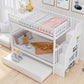 Twin over Twin Bunk Bed with Trundle and Storage  White