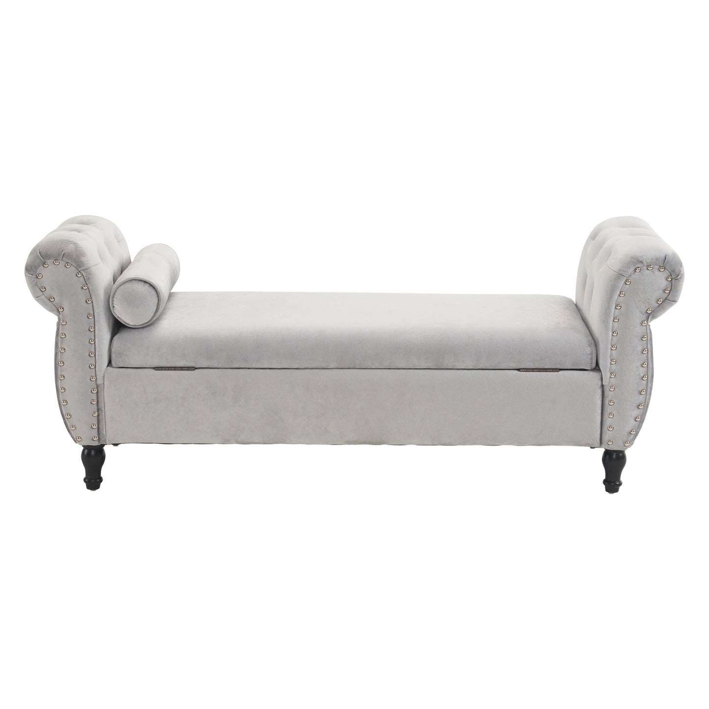 Banco otomano multifuncional de terciopelo con 1 almohada, elegante y práctico para salas de estar, gris