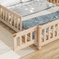 Full House-Shaped Headboard Floor Bed with Fence Natural