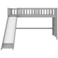 Twin Size Low Loft Bed with Ladder and Slide  Gray