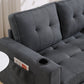 Three in one soft cushion cushion cushion sofa, folding mattress sofa bed, with side pockets and cup holder, dark gray