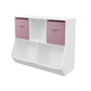 Kids Bookcase with Collapsible Fabric Drawers Children's Toy Storage Cabinet for Playroom White/Pink