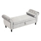 Banco otomano multifuncional de terciopelo con 1 almohada, elegante y práctico para salas de estar, gris