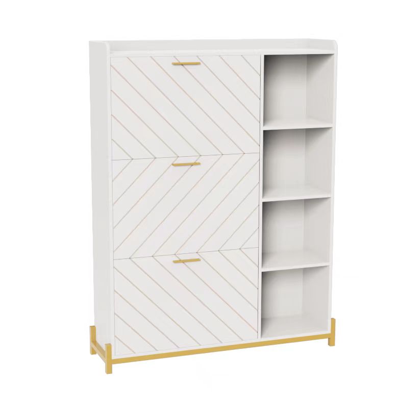 Shoe Cabinet with 3 Flip Drawers & Open Shelves, Modern Entryway Shoe Storage Cabinet Slim, Narrow Hidden Shoe Rack for Heels