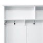 ON-TREND Modern Hall Tree with Storage Cabinet, 2 Large Drawers, and 5 Coat Hooks, White