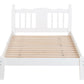 Twin Bed with Column-Decoration Headboard, with Bed Slats,White