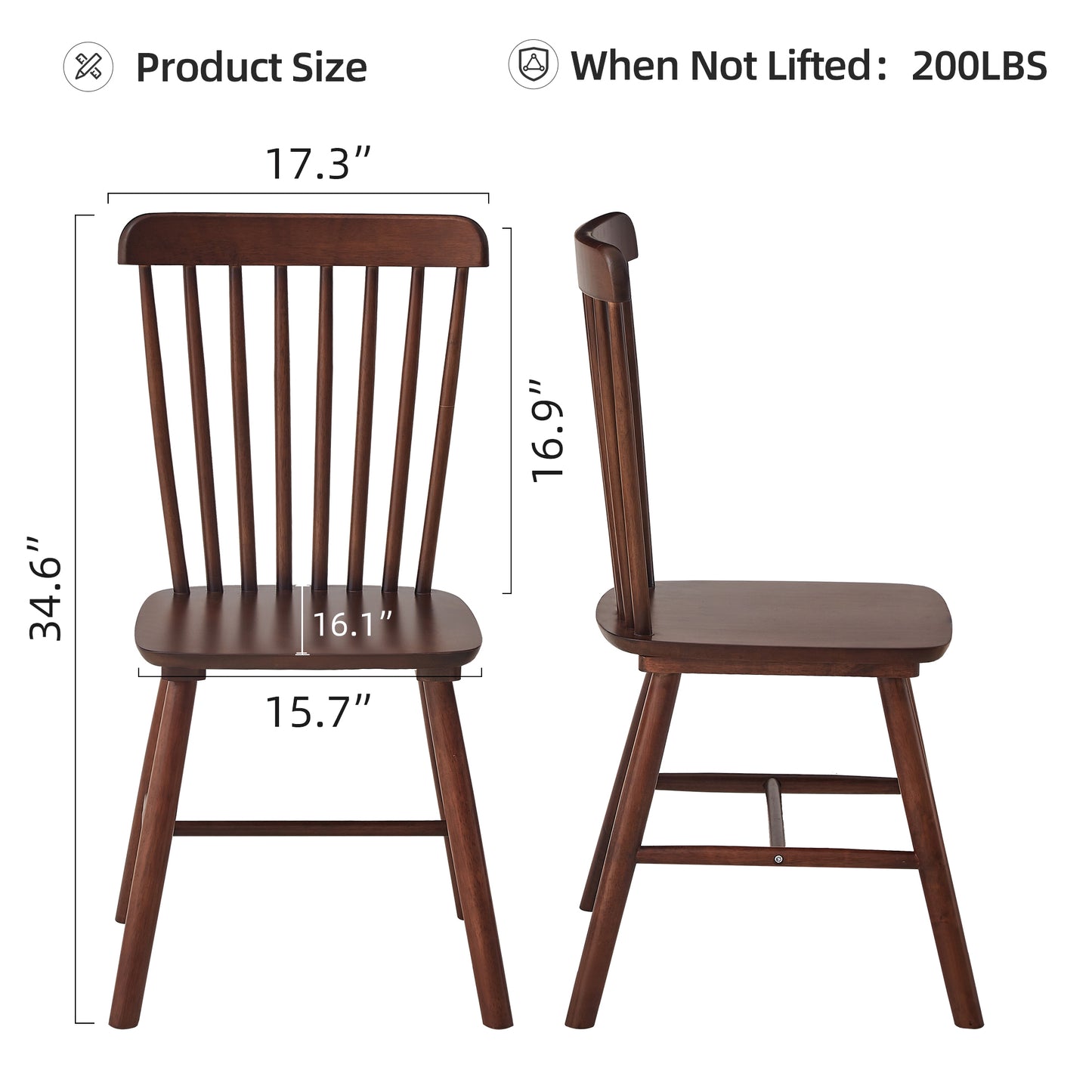 4 dining chairs, walnut wood, rubberwood material, dining chairs, solid wood chairs, solid wood dining table chairs