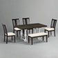 Traditional 6-Piece Trestle Extendable Dining Table Set with Removable Leaf, Padded Chairs, and Bench, Distressed White