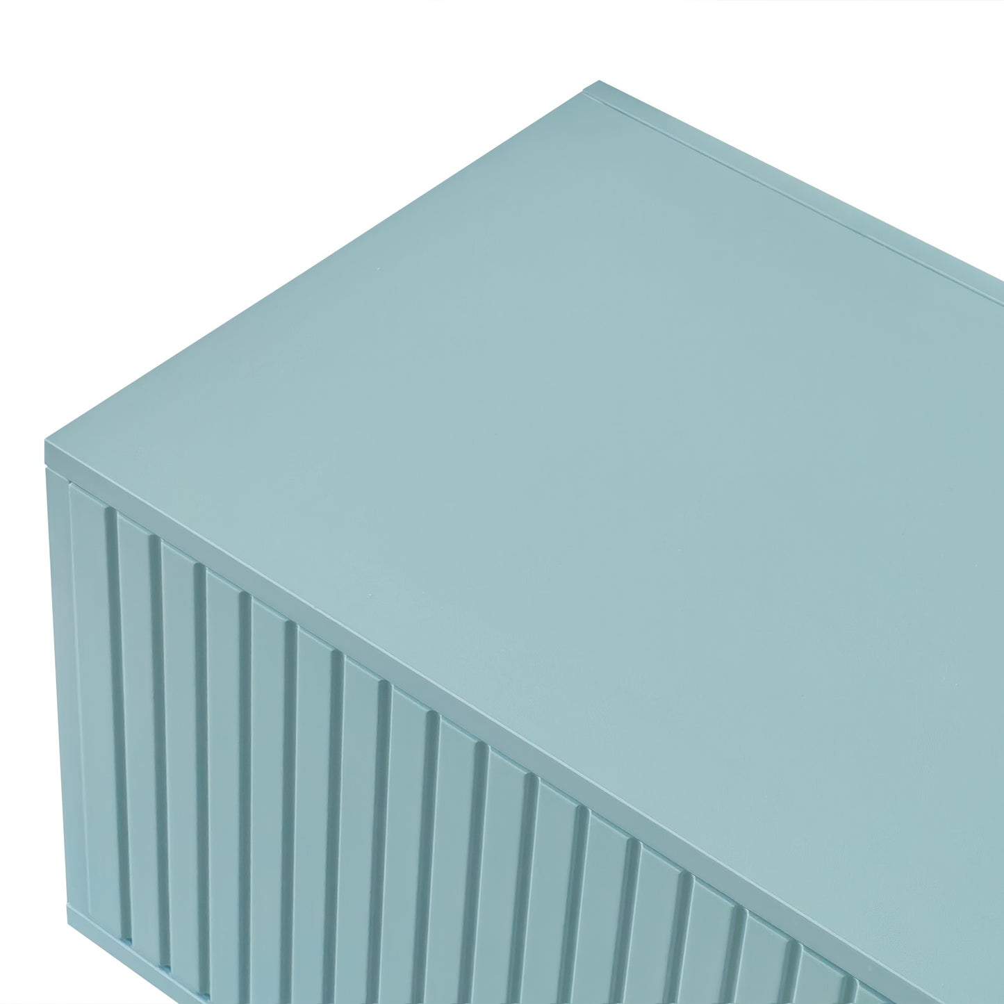 Modern Shoe Storage Bench with Hidden Storage and Upholstered Cushions, Tiffany Blue Finish