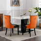 Tufted Solid Wood Contemporary PU and Velvet Upholstered Dining Chair with Wood Legs Nailhead Trim 2-Pcs Set Black+Orange